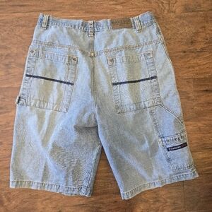 Bugle Boy Baggy Carpenter Jean Shorts Jorts Mens Size 36 Lightwash
